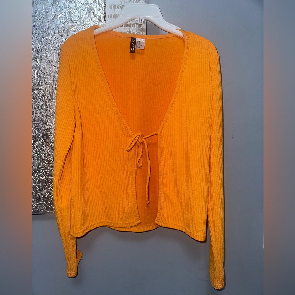 Orange H&M ribbed cardigan